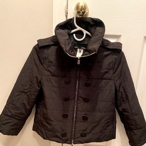 Les Copains,black jacket,lapels and decorative buttons.Gold zipper.Small (40)